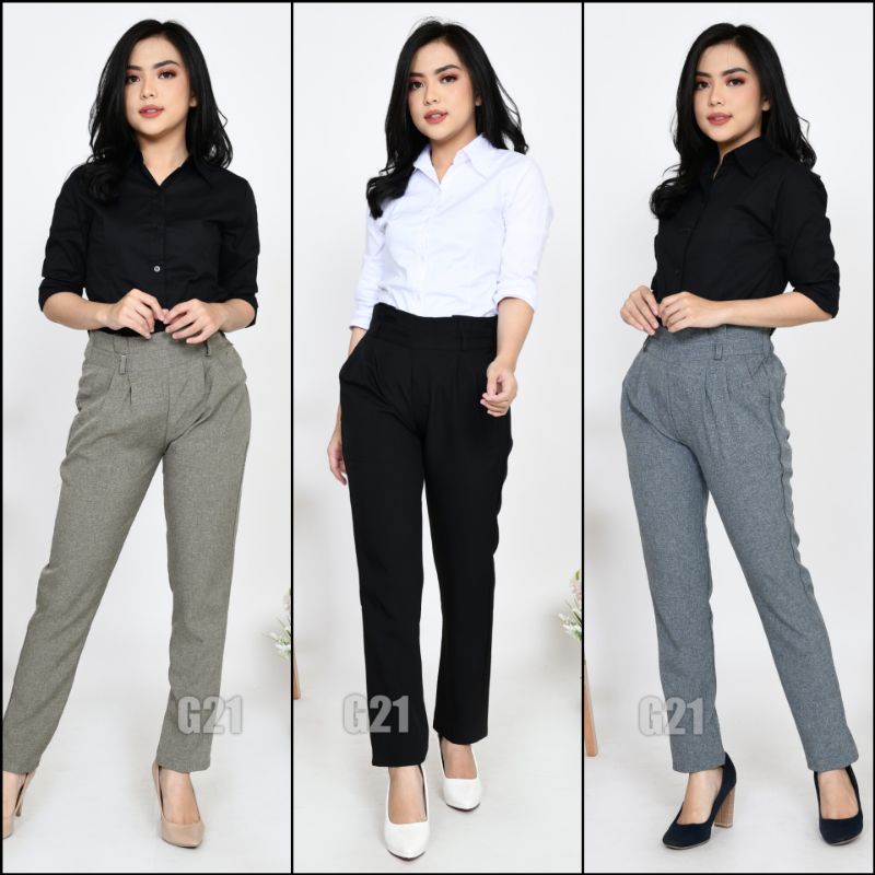 Celana Kerja Wanita Kantor Pinggang Karet Bahan Formal Hitam Polos Panjang Model Baggy Pants High Premium Quality Celana Hitam Wanita Celana Kerja Wanita Kantor Celana Bahan Kerja Wanita Celana Bahan Panjang Wanita Celana Hitam Panjang Wanita