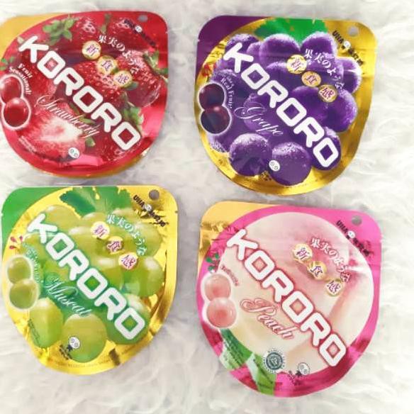 

Terbaru 5.5!! Permen KORORO UHA jelly candy Peach, Strawberry, Grape & Muscat 40g