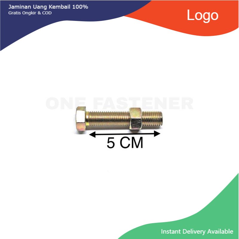 Baut Mur M10x50 Kuning M10 Kunci 14 BMK 5cm 10x50