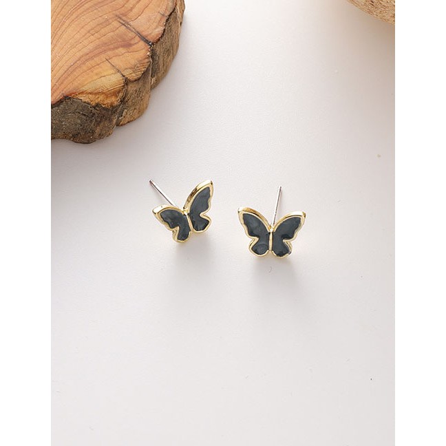 LRC Anting Tusuk Fashion Alloy Dripping Glaze Butterfly Flower Geometric Alloy Earrings K96982