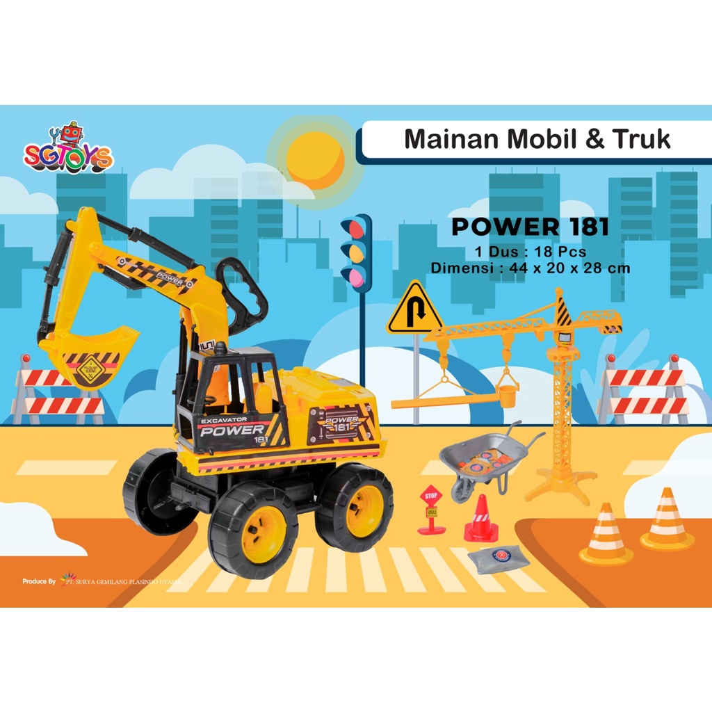 Mainan Mobil Mobilan Truk Konstruksi Excavator Crane Power 181