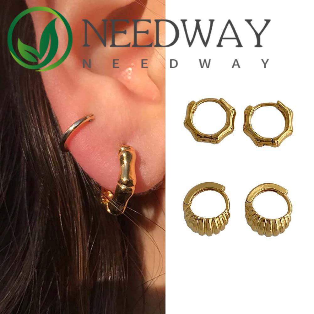 Anting Hoop Stud Bentuk Tanduk Warna-Warni Untuk Wanita