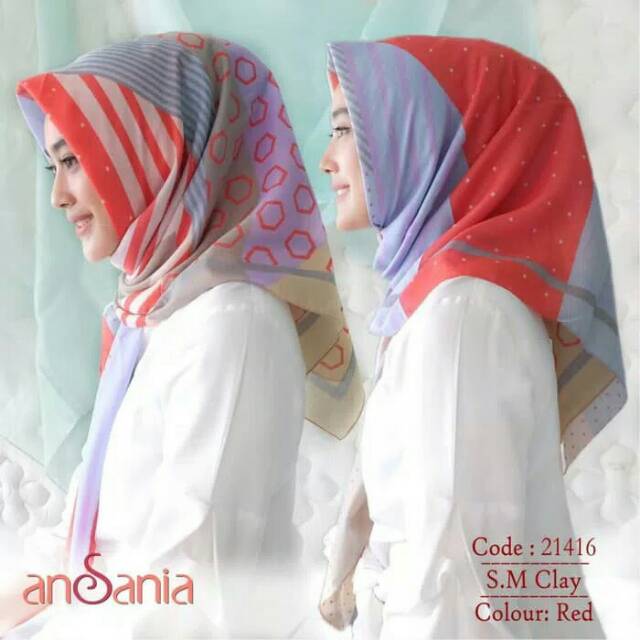 Jilbab segiempat Saudia Ansania Motif Clay