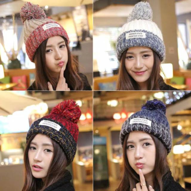 WINTER KNIT BEANIE HAT TOPI KUPLUK RAJUT TEBAL WANITA / ANAK MUSIM DINGIN