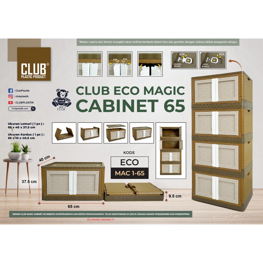 CLUB LEMARI PAKAIAN LIPAT | CLUB ECO MAGIC CABINET 65