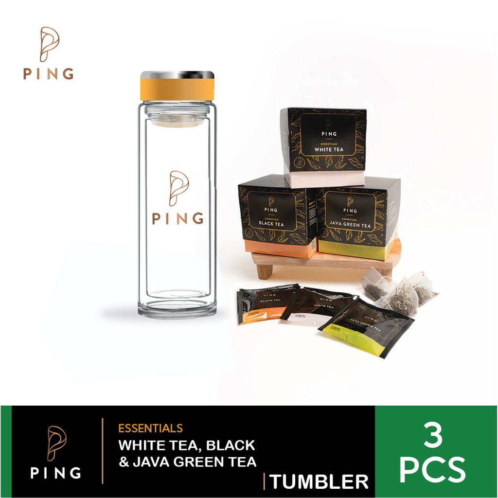 

Ping Essentials White Tea + Ping Essentials Black Tea + Ping Essentials Java Green Tea + PING Tumbler