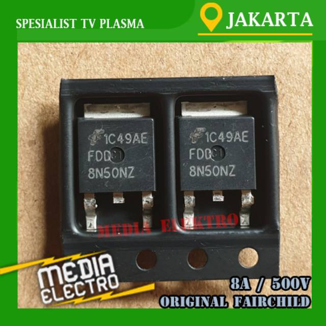 MOSFET SMD FDD 8N50NZ TO-252 // FDD8N50 // 8N50NZ // 8N50 ORIGINAL