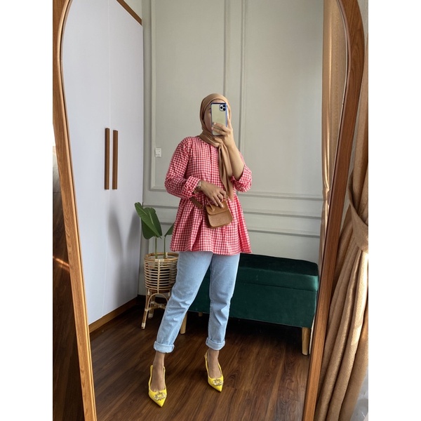 Baby Top Kotak Kuning Katun Busui Friendly
