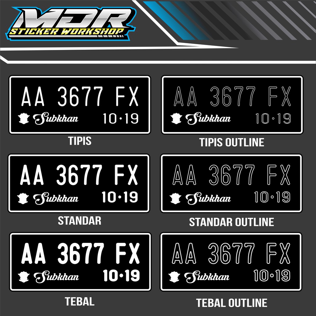 CUTTING STIKER HURUF PLAT MOBIL WARNA PUTIH REFLEKTIF
