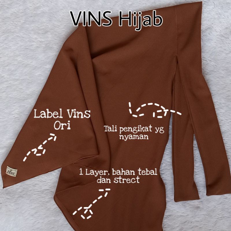 VINS Hijab Segitiga Malay Turki Tali 120cm x 120cm Instan bahan Diamond Italiano