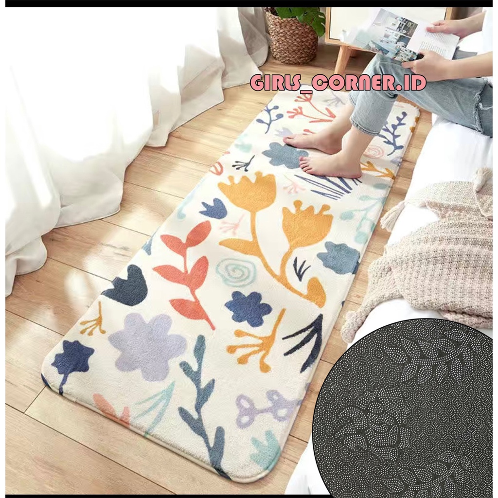 KESET PANJANG MODERN BULU HALUS MINIMALIS LEMBUT40X120 ANTI SLIP MOTIF MENARIK FLOWER BUNGA