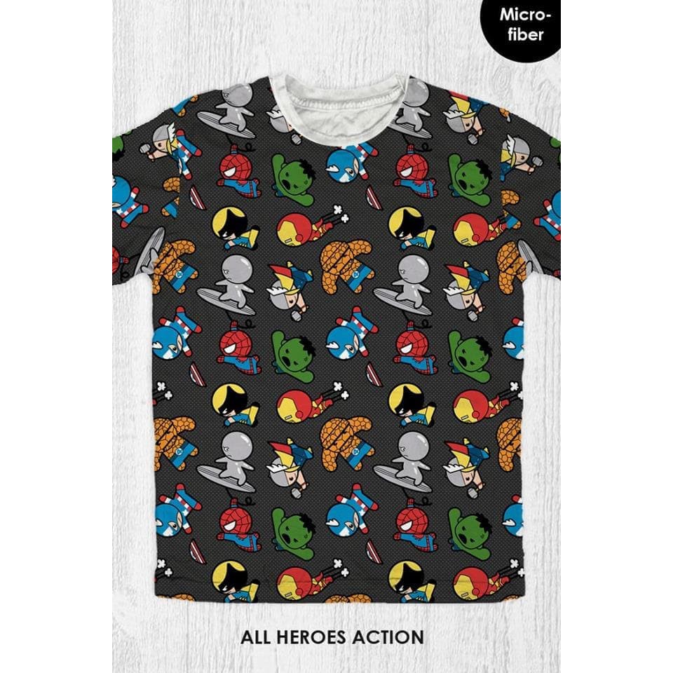 Baju Kaos Anak & Dewasa Marvel Avengers - All Heroes Action