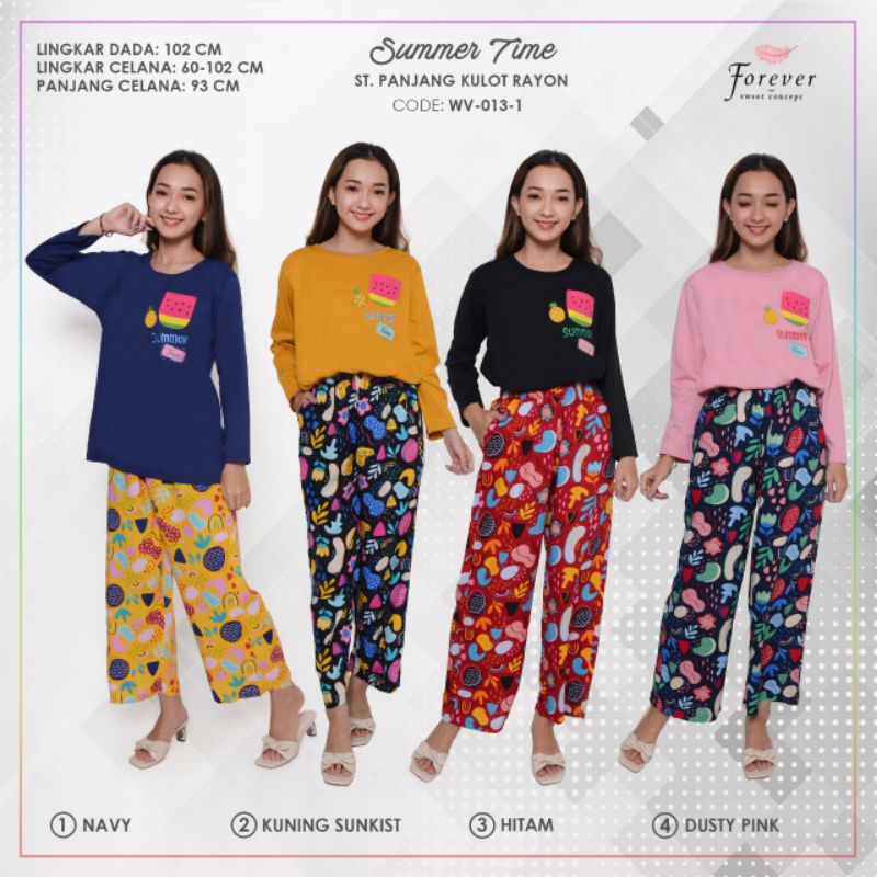 Baju setelan one set forever sweet setelan panjang kulot rayon forever
