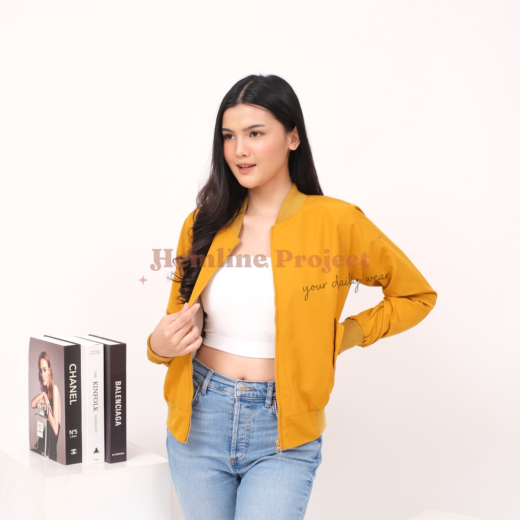 Gania Bomber Jaket Mustard - Jaket Parasut Wanita