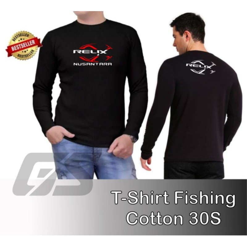 Kaos Pria Tukang Mancing Ikan Lengan panjang Bahan Katun dingin 30s