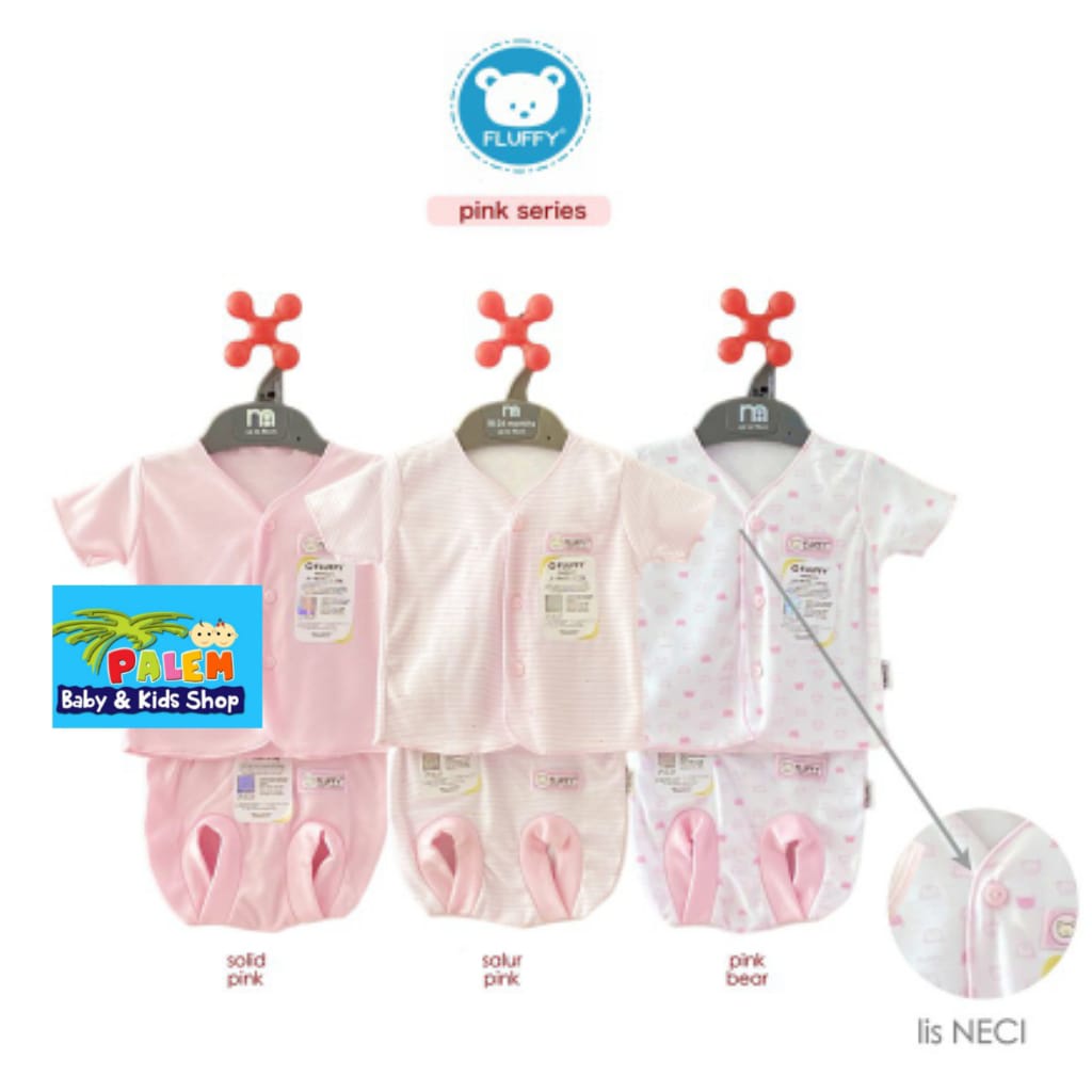 FLUFFY Setelan Baju Pendek &amp; Celana Pop Newborn 3pcs