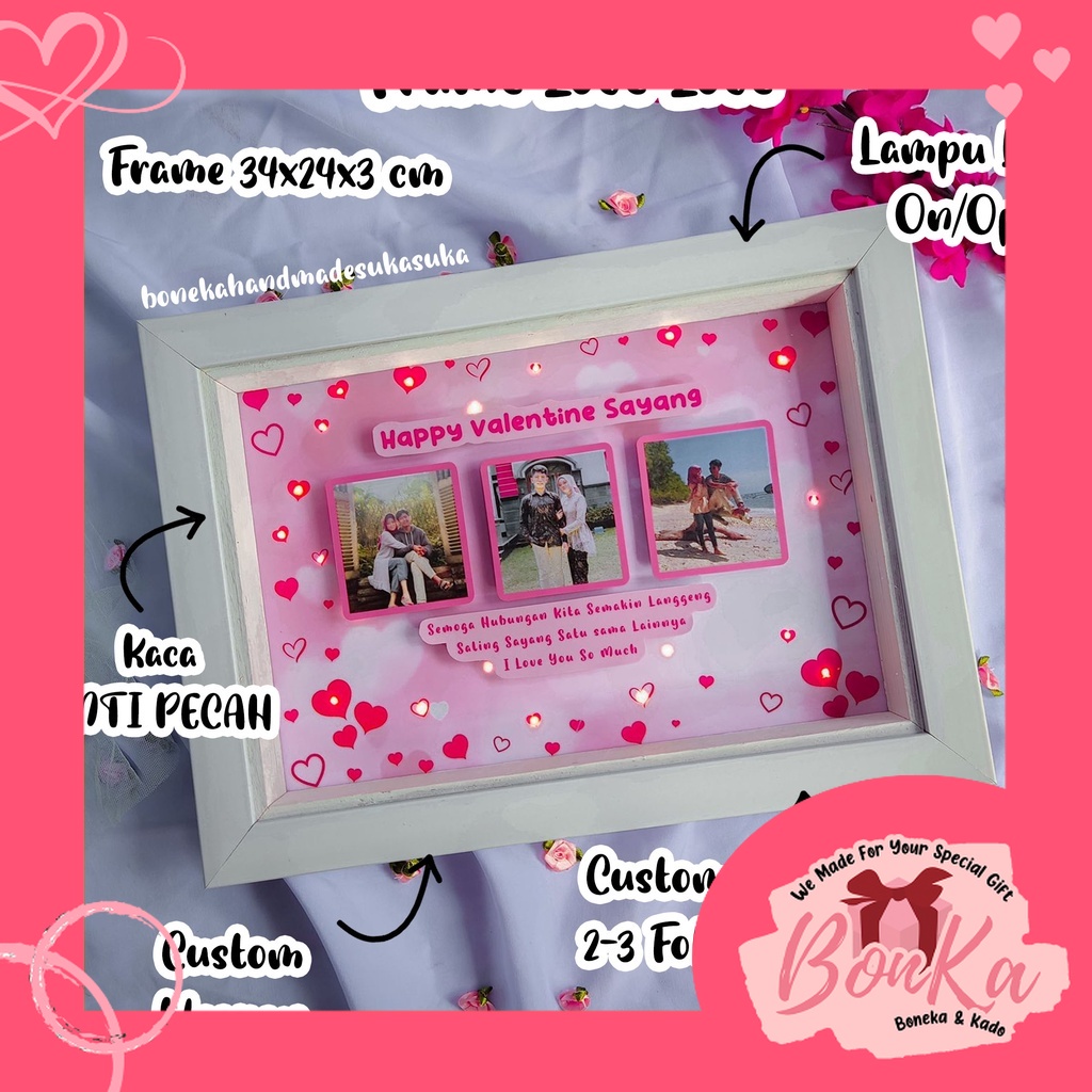 Kado Frame Untuk Pacar Cewek Lampu LED Bisa Menyala Bisa Custom Foto dan Ucapan 1 Hari Proses Kado U