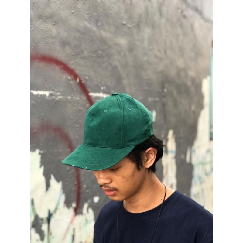 TOPI CAPSBASEBALL POLOS HIJAU BOTOL AO