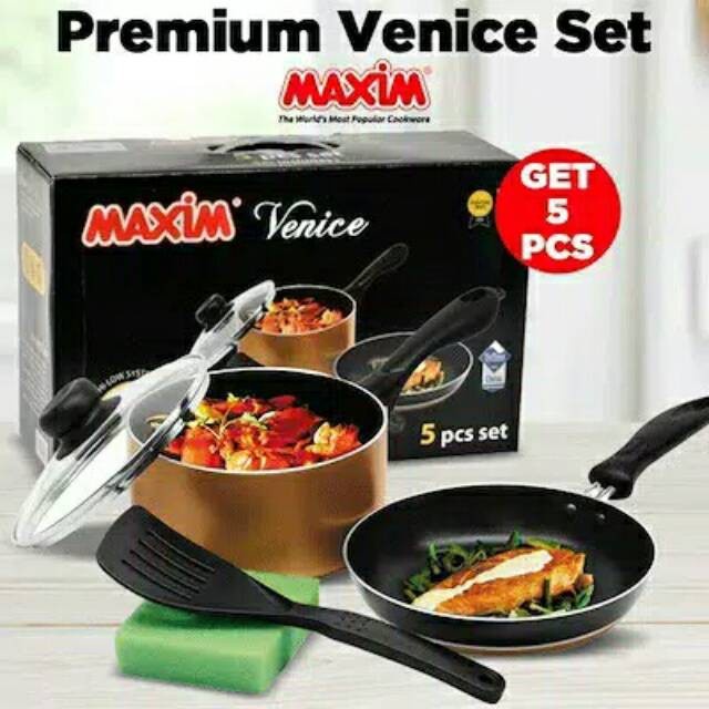 Jual Peralatan Masak Maxim Venice Set Isi 5 Panci Frypan Spatula