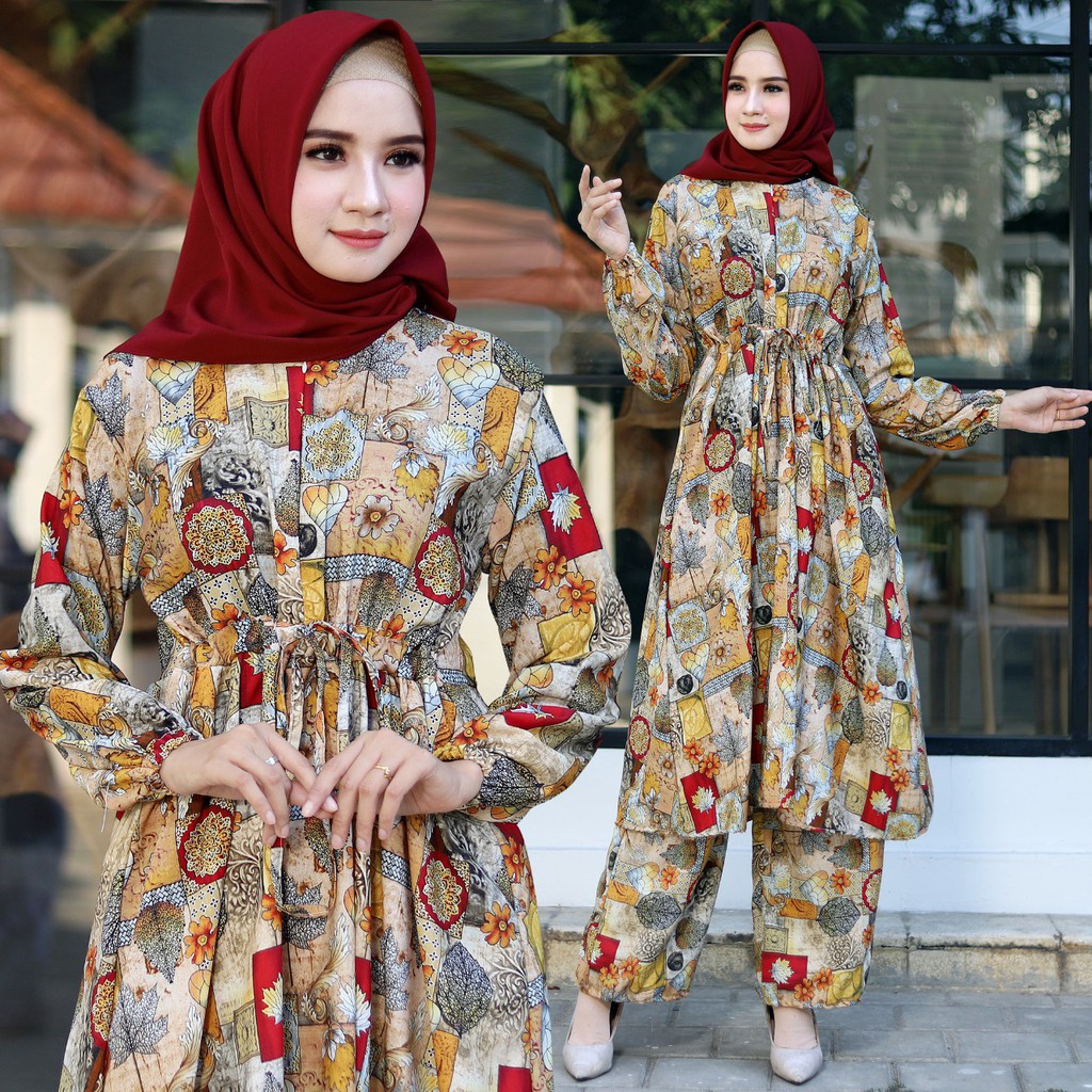 HOPYLOVY Setelan Wanita  Atasan  Celana  Dauncinta 