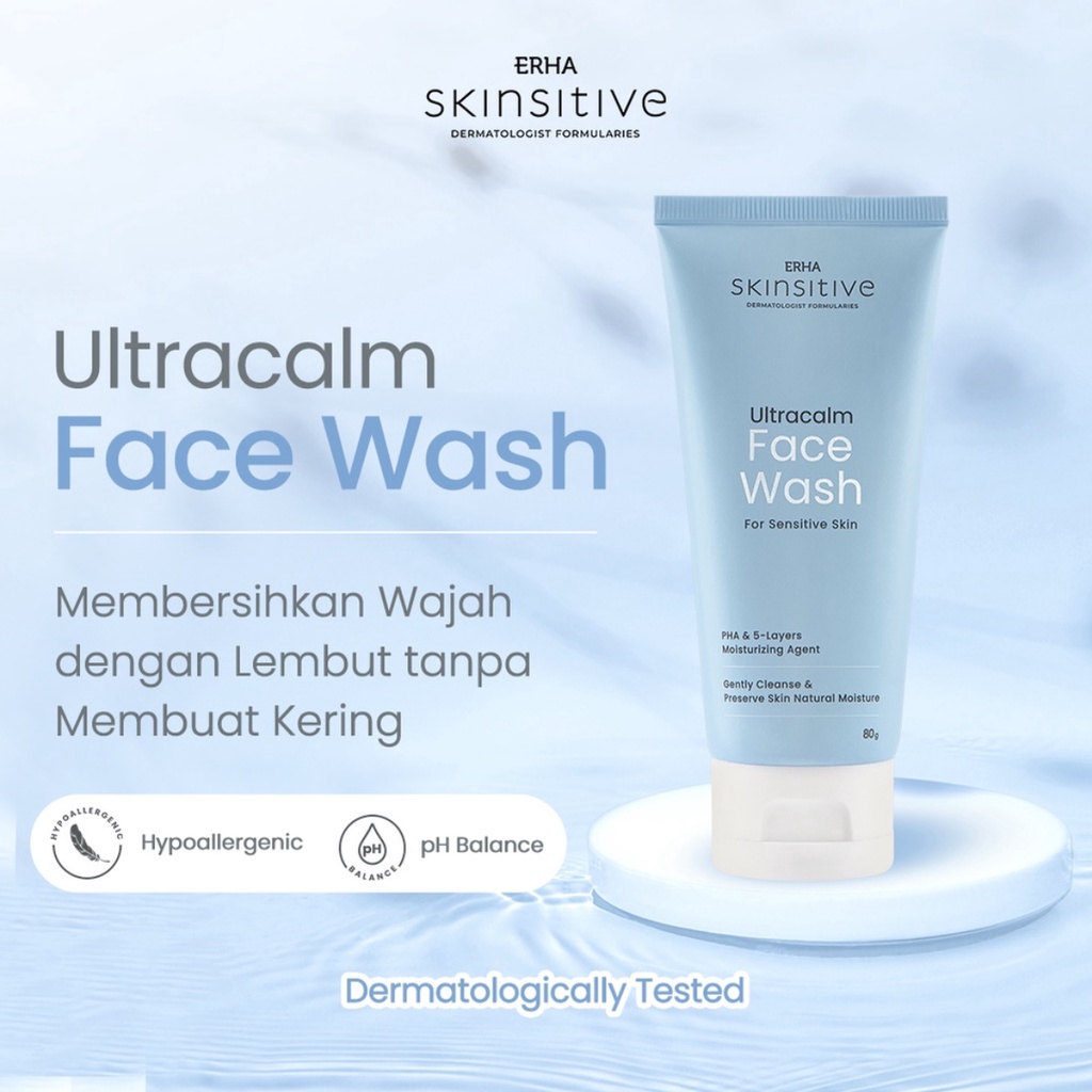 ERHA Skinsitive Ultracalm Face Wash | Face Toner | Body Lotion | Skin Barrier Face Moisturizer | Soothing Facial Mask