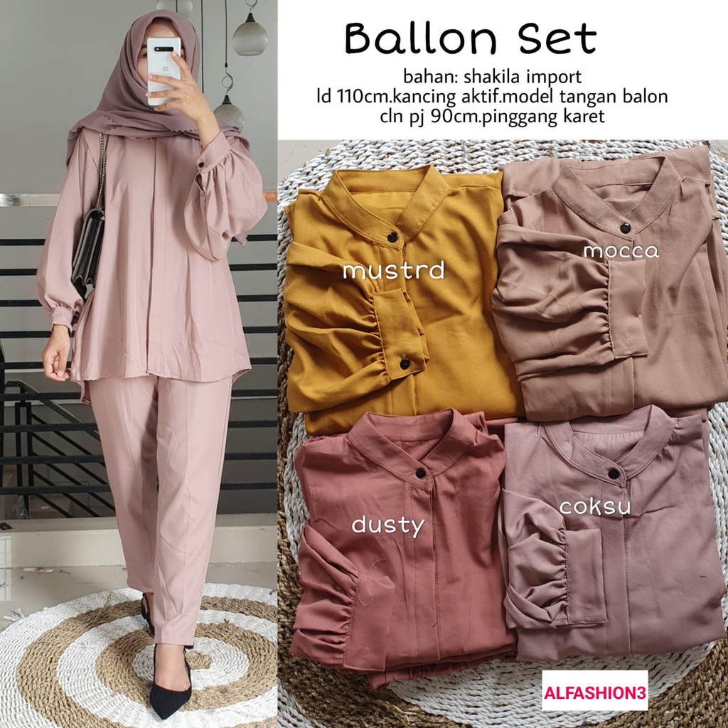 Ballon Set Atas Bawah Blouse Shakila Import