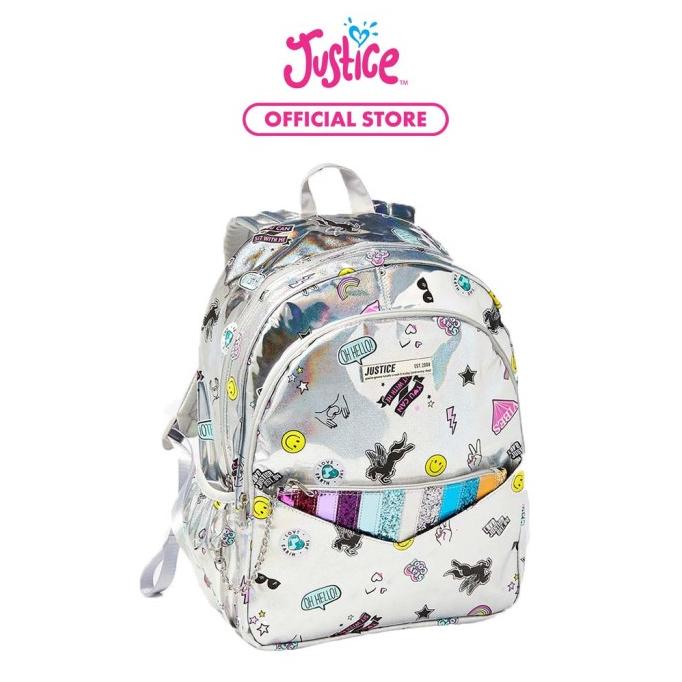 Justice Girls Tas Ransel & Dompet Holo Sticker Silver-6923