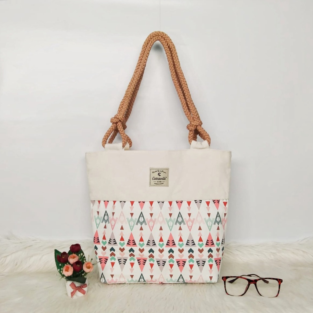 TAS TENTENG WANITA/TOTE BAG KANVAS TALI SUMBU MOTIF/TAS CANVAS TALI SUMBU UTK TAS KULIAH/TAS BELANJA/TAS SEMINAR/SHOPPING BAG BISA CUSTOM SABLON