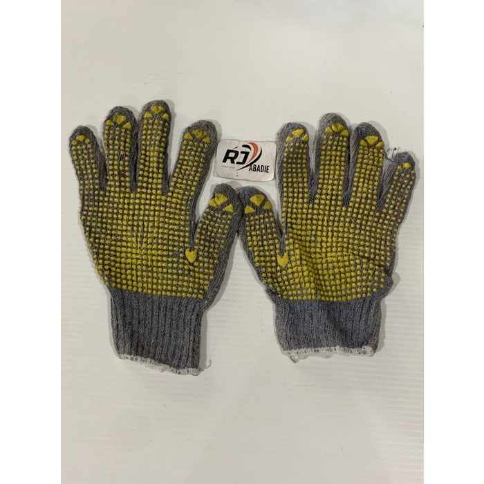 Safety Glove / Sarung Tangan Kain Katun Bintik Polkadot [12set] - Abu-abu