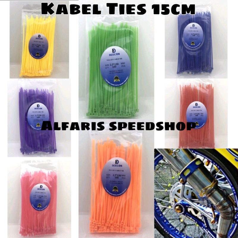 CABLE TIES KABEL TIS WARNA PANJANG 15CM ISI 100 KABEL TIS VELG JARI JARI KABEL TIS