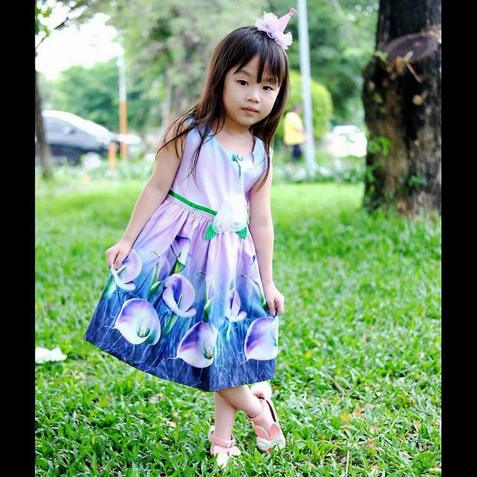 Dress Anak Cewek Flower Dress Purple