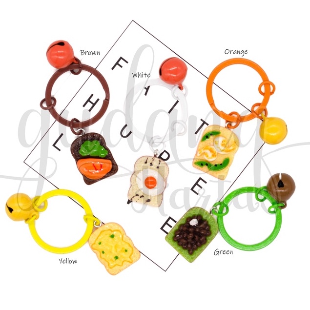 Gantungan Kunci MIni Toast Keychain Motif Roti Unik Lonceng GH 302007