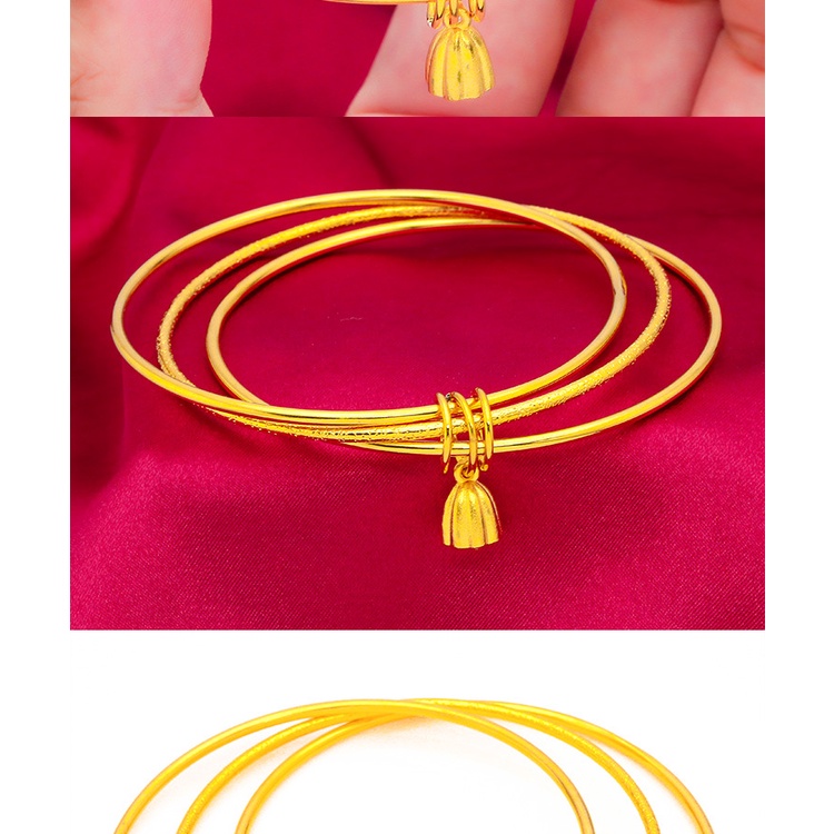 Gelang Tangan Rantai Emas Asli Kadar 375 Aksen Liontin Lotus Untuk Perhiasan Wanita