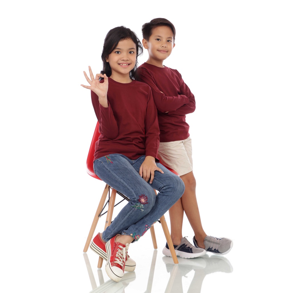 Kaos Lengan Panjang Polos Anak Grosir Kaos Polos Cotton Combed 30S Baju Kaos Polos Lengan Panjang