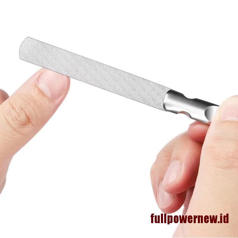 Alat Amplas Kuku Profesional Dua Sisi Bahan Stainless Steel