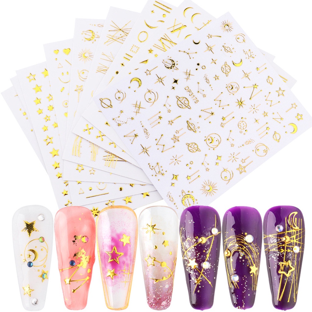 Providence 3pcs / Set Stiker Decal Motif Geometri Ultra Tipis Anti Pudar Untuk Dekorasi Nail Art / Manicure