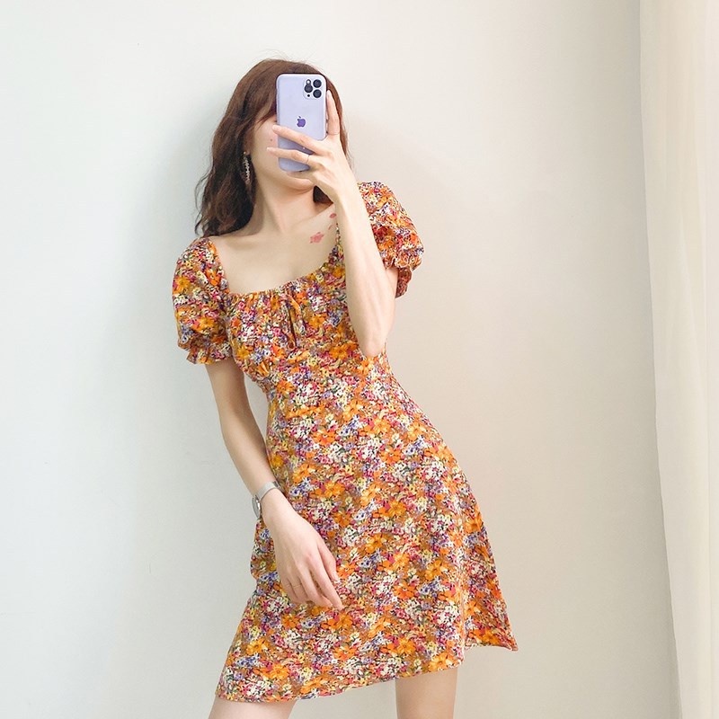 Mini Dress Bunga Perancis Retro