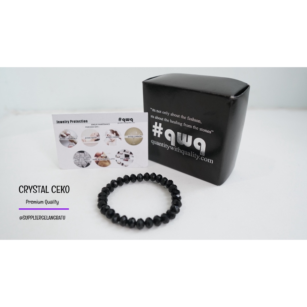 gelang kristal ceko BLACK ONYX aksesoris hitam premium bonus kotak