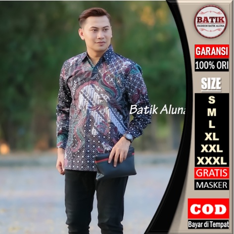 Atasan Batik Pria Lengan Panjang Baju Kemeja Batik Pria Lengan Panjang Premium Jumbo ASD 102