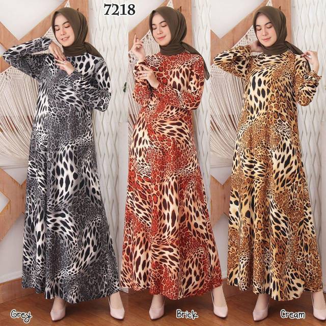 YSF -Gamis Jersey Balon Gamis Jumbo XXL Gamis Motif Macan Tutul Besar 7218