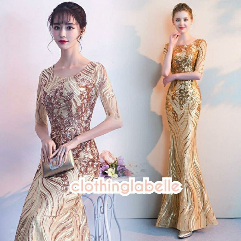 Mermaid sequin dress big size