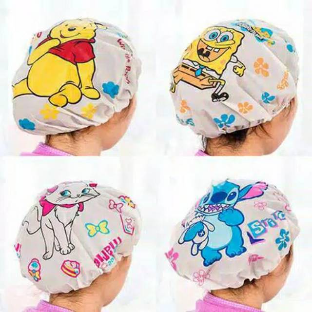 SHOWER CAP PENUTUP KEPALA MANDI KARAKTER LUCU