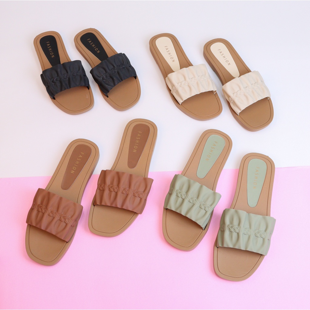 Keyna Sandal Selop Wanita Slip On Teplek - Demorin Sendal