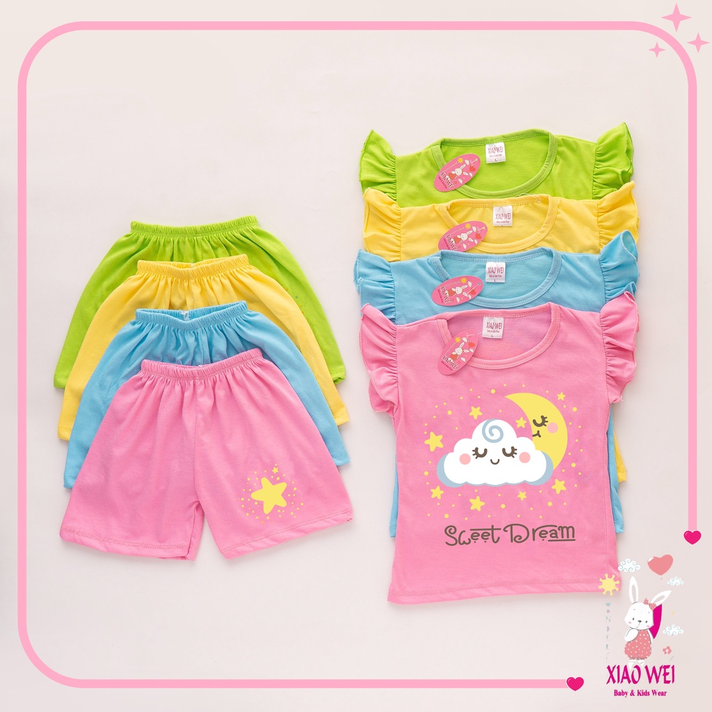 Setelan Anak Perempuan Ruffle Sweet Dreams/ Setelan Bayi Perempuan / Baju Anak anak perempuan / Baju Bayi 0 6 bulan/ Baju Anak Perempuan/ Pakaian Anak Bayi Perempuan 0 - 4 Tahun