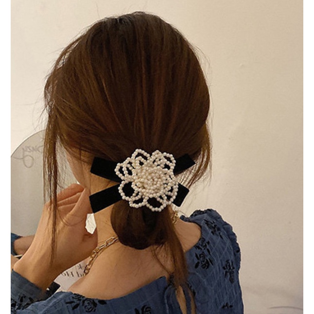 Ikat Rambut Korea Karet Rambut Scrunchies Premium Bunga Mutiara Usagi