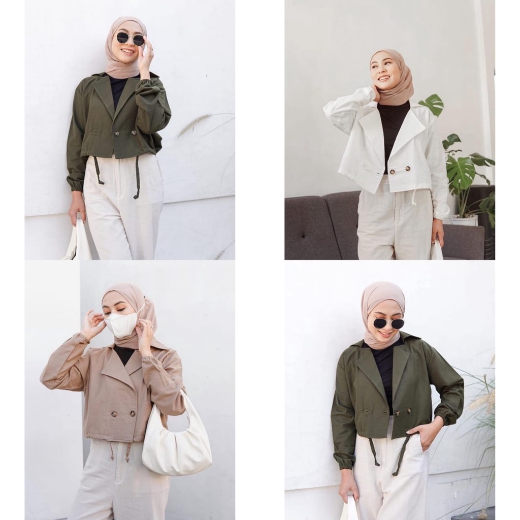 Jaket linen / outer crop / jaket wanita / outer linen / casual jaket / MONA CROP