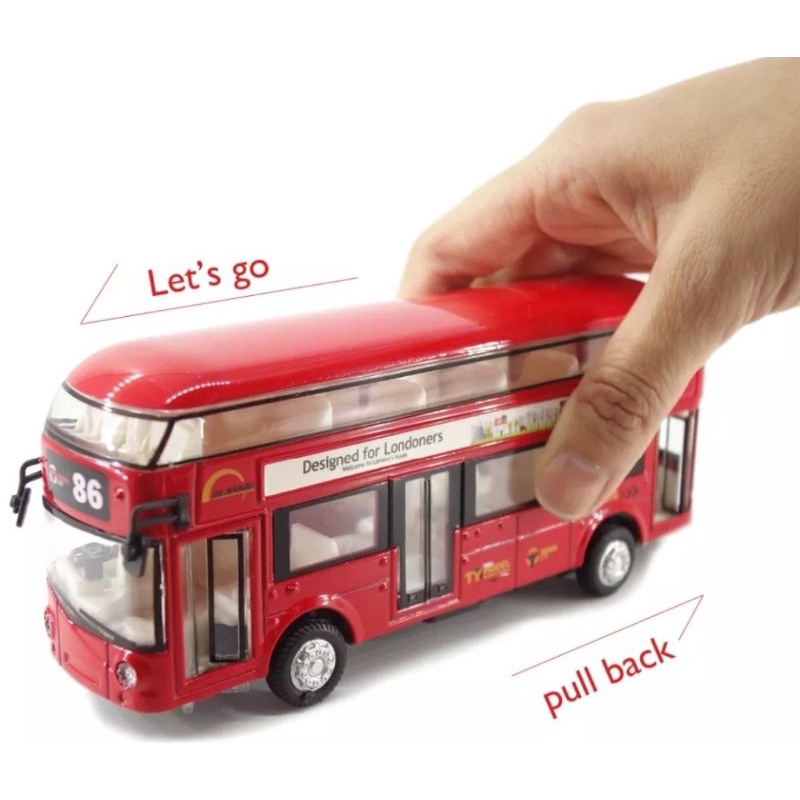 Mainan Diecast Bus London Miniatur Diecast Mobil Mobilan Bis Tingkat Luxury Bus