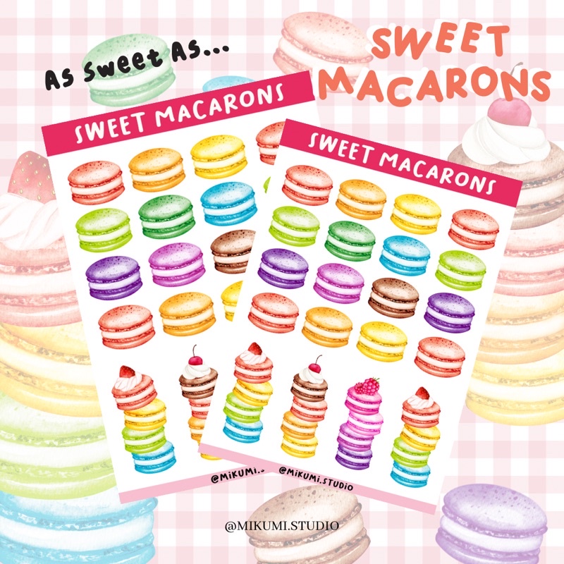 

[MIKUMI] Sweet Macarons Sticker Sheet | Doff sticker | Kiss Cut sticker | Deco sticker | Journaling Kits | Bujo Kits | Planner Sticker | Stiker Planner | Sticker Lucu | Sticker Planner | Sticker Bujo | Deco Kit | Scrapbook Sticker