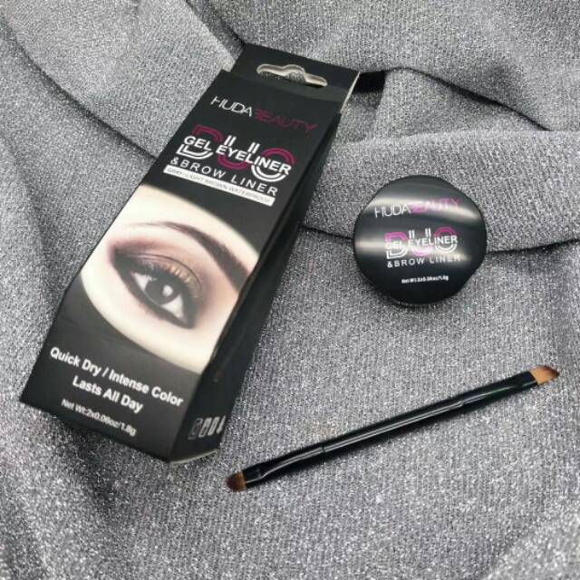 HUDA BEAUTY GEL EYELINER & BROWLINER WATERPROOF BROWN+BLACK 2in1