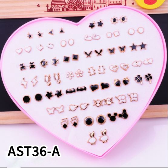 Anting SET 36 Tusuk Berbagai Bentuk Women Earrings Set-A